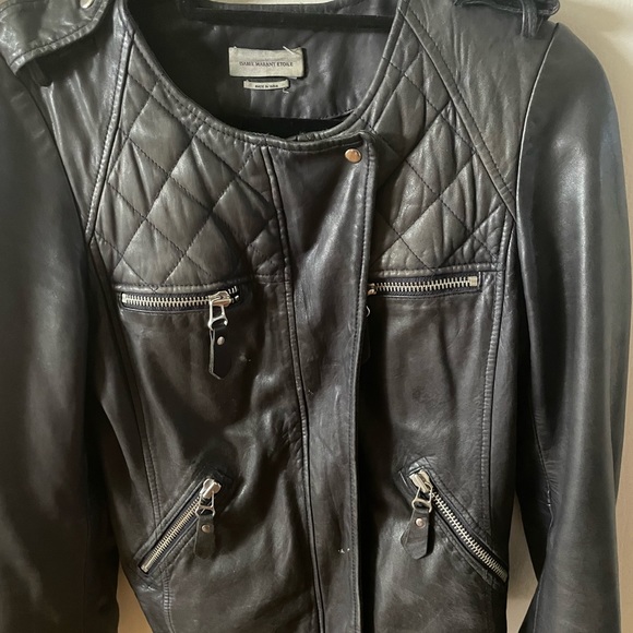 ISABEL MARANT ÉTOILE KADY NAVY LEATHER JACKET 36 Fr - Picture 1 of 3